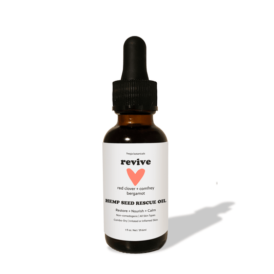 Revitalizing Hemp Seed Rescue Oil | Red Clover Leaf + Bergamot - freyjabotanicals