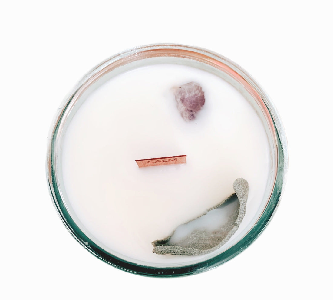 Non-toxic Crystal Candle | Beeswax and Coconut Oil